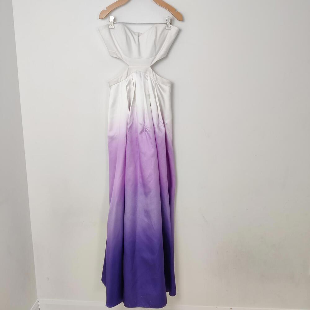 Decode 1.8 Strapless Ombre Evening Gown White Purple Formal Dress Size 8